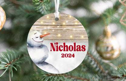 Personalized Snowman Christmas Ornament 2025 – Custom Name for Kids, Boys & Men