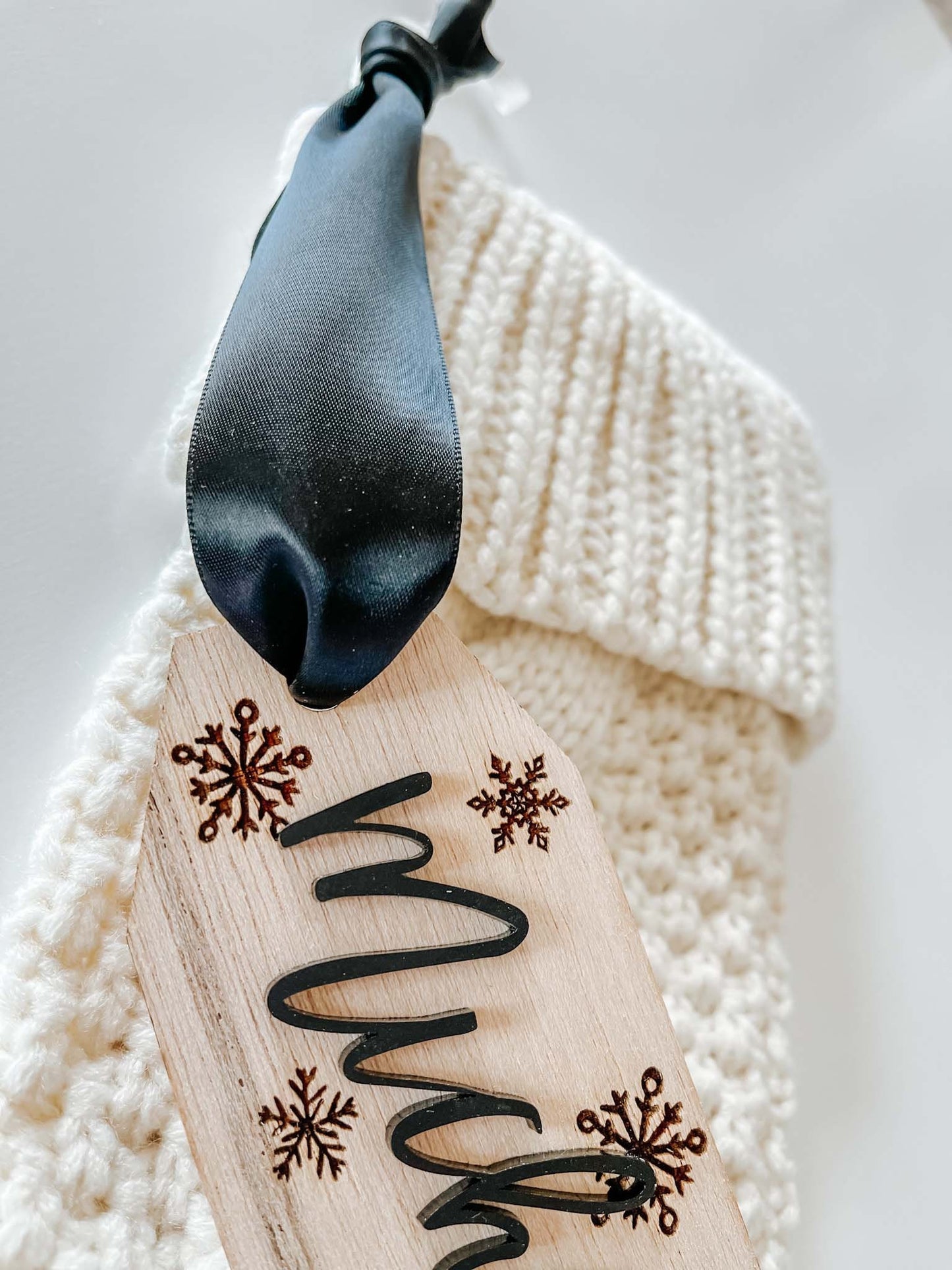 Personalized Wooden Stocking Name Tag – Custom 3D Christmas Decor