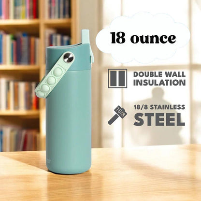 Personalized Water Bottle with Straw for Kids – Engraved Stainless Steel Tumbler