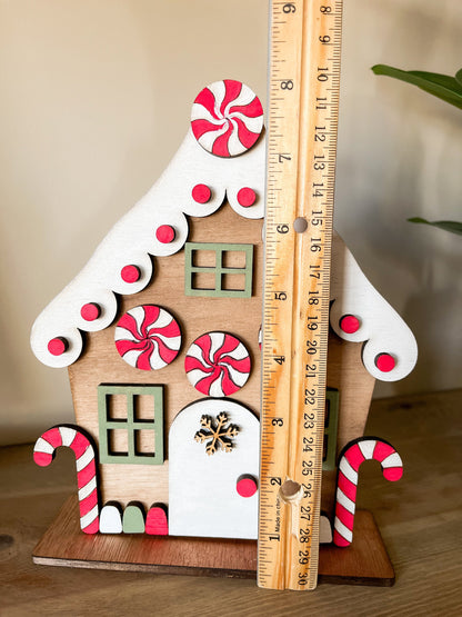 Christmas DIY Gingerbread House Kit - Candy Canes – Paint & Assemble Holiday Craft Set for Kids & Adults