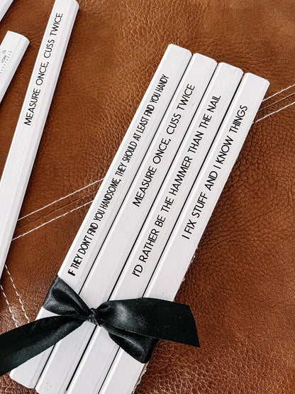 Personalized Carpenter Pencils – Engraved Funny Gift Set for Dad & Handyman