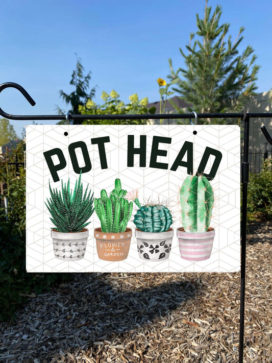 Flower Garden Sign – Outdoor Pot Head Sign, Funny Garden Décor, Gift for Gardener, Patio or Succulent Lover