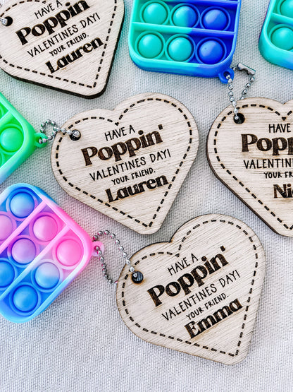 Personalized Valentine Pop Keychain – Custom Classroom Gift for Kids with Heart Card
