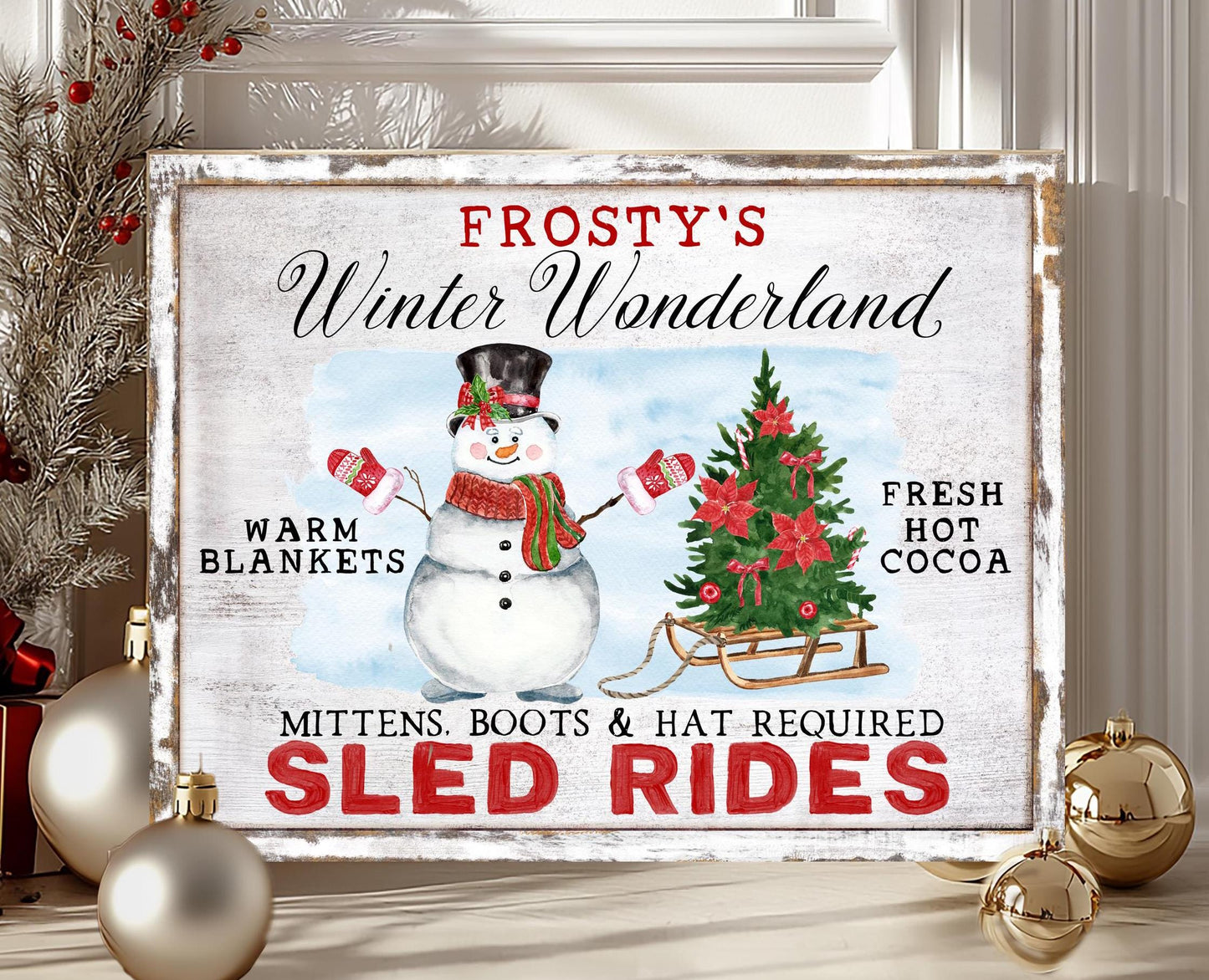 Rustic Metal Christmas Wall Art – Snowman Hot Cocoa Farmhouse Sign for Indoor & Outdoor Decor