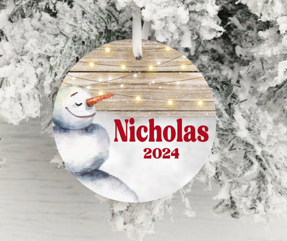 Personalized Snowman Christmas Ornament 2025 – Custom Name for Kids, Boys & Men