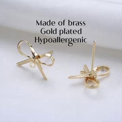 Real Gold Plated Bowknot Earring Studs – Jewelry Making Supplies & DIY Craft Materials