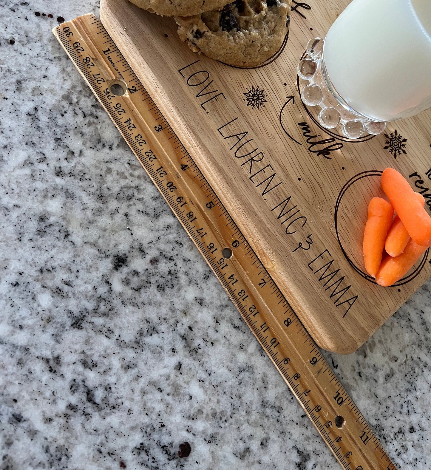 Custom Santa Tray – Personalized Wooden Cookies for Santa Plate with Engraved Design