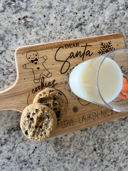 Custom Santa Tray – Personalized Cookies for Santa Plate with Engraved Gingerbread & Snowflakes