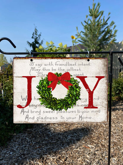 Outdoor Christmas Decor – Joy Hanging Sign – Front Porch & Yard Holiday Decoration