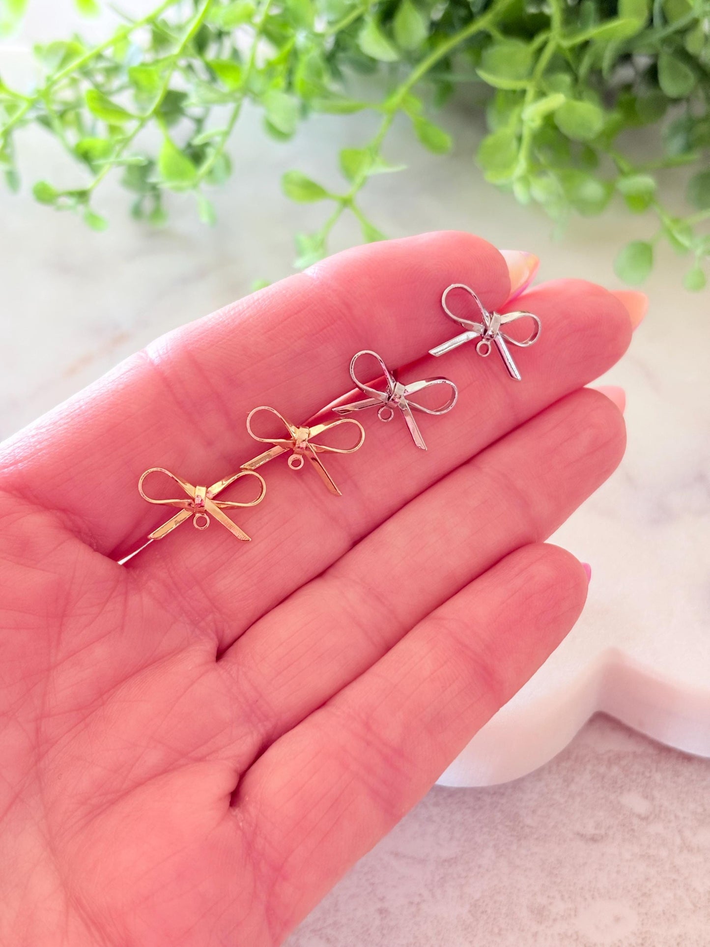 Real Gold Plated Bowknot Earring Studs – Jewelry Making Supplies & DIY Craft Materials