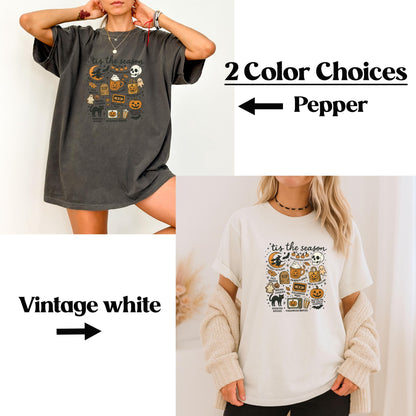 Tis the Season Halloween Graphic Tee - Retro Spooky Pumpkin Ghost Witch Shirt