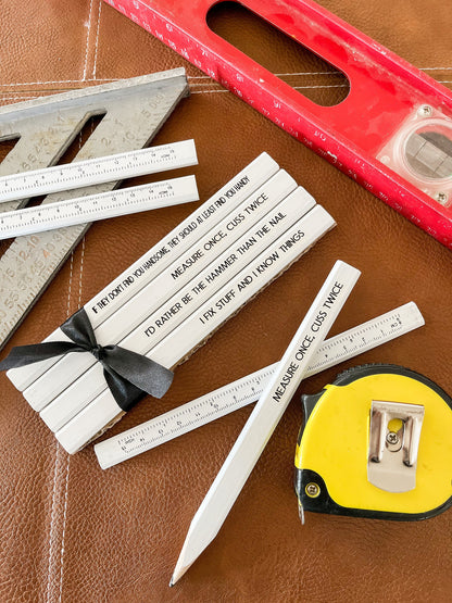 Personalized Carpenter Pencils – Engraved Funny Gift Set for Dad & Handyman