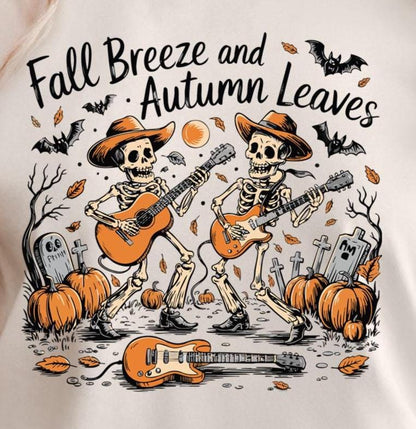 Oversized Vintage Halloween T-Shirt – Spooky Skeleton, Fall Breeze