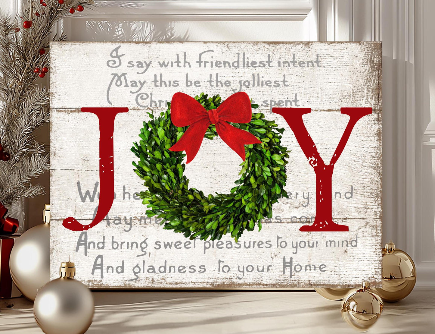 Rustic Metal Christmas Sign – Joy to the World Farmhouse Wall Art for Indoor & Outdoor Decor