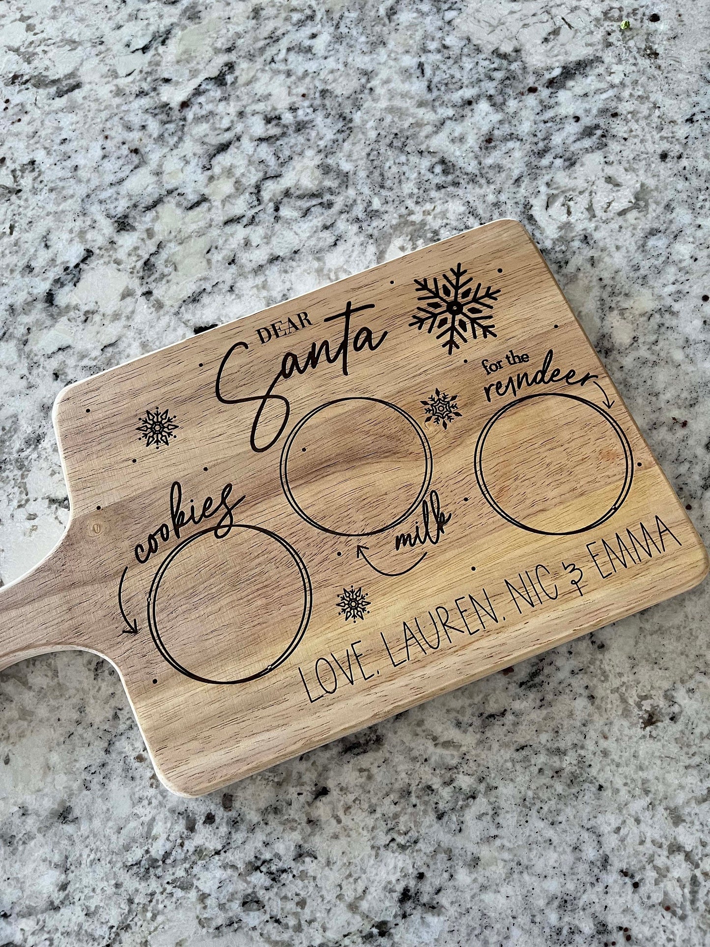 Custom Santa Tray – Personalized Wooden Cookies for Santa Plate with Engraved Design