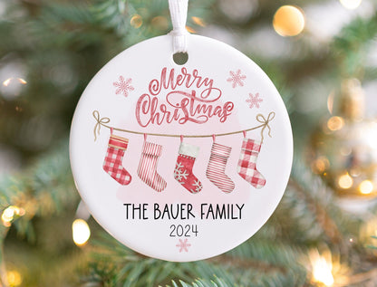 Personalized Family Stocking Ornament 2025 – Last Name, Custom Year