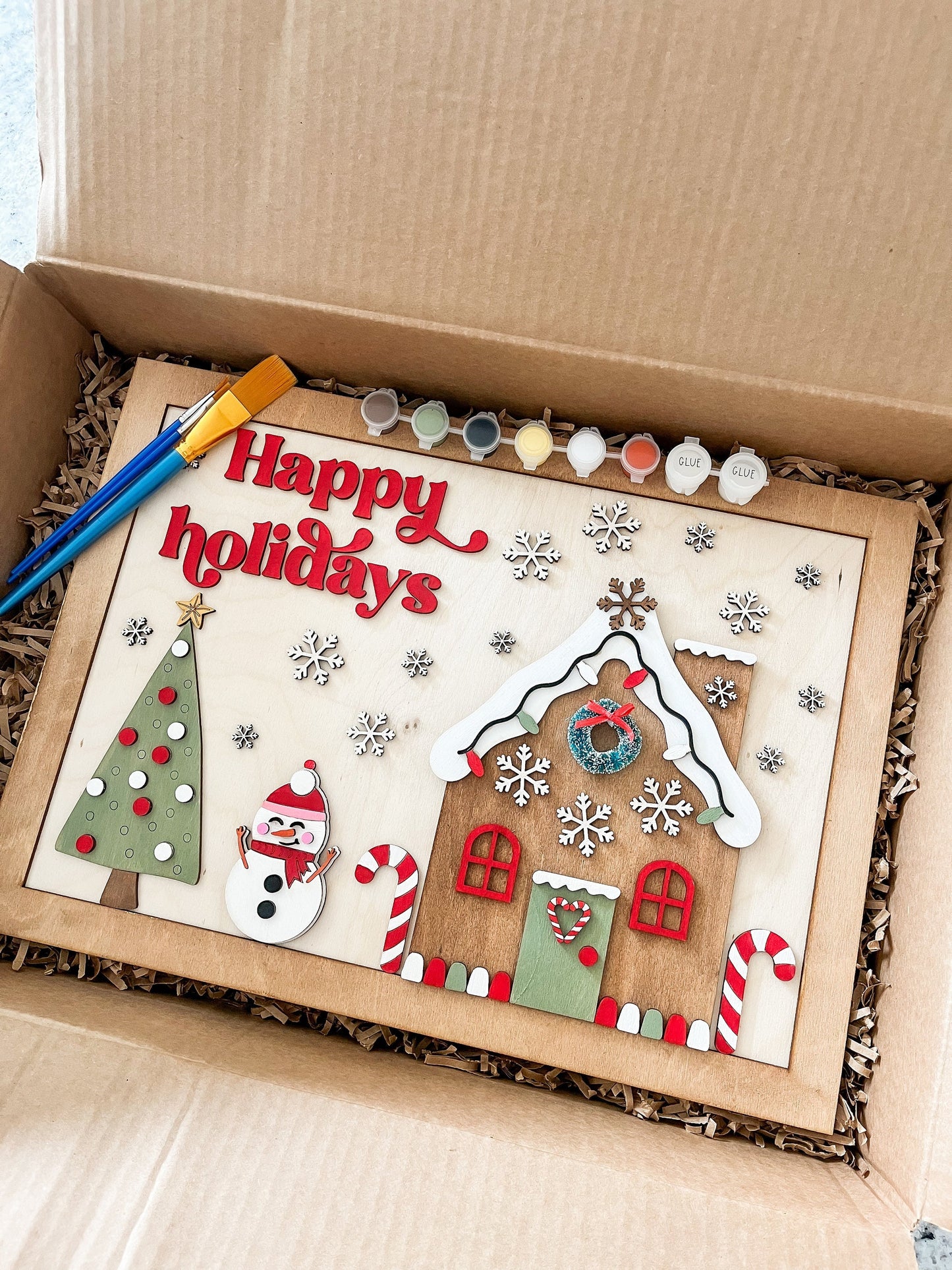Paint Your Own Framed Gingerbread House Kit – DIY Christmas Craft
