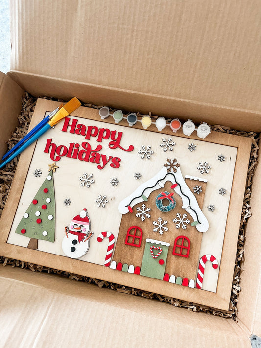 Paint Your Own Framed Gingerbread House Kit – DIY Christmas Craft