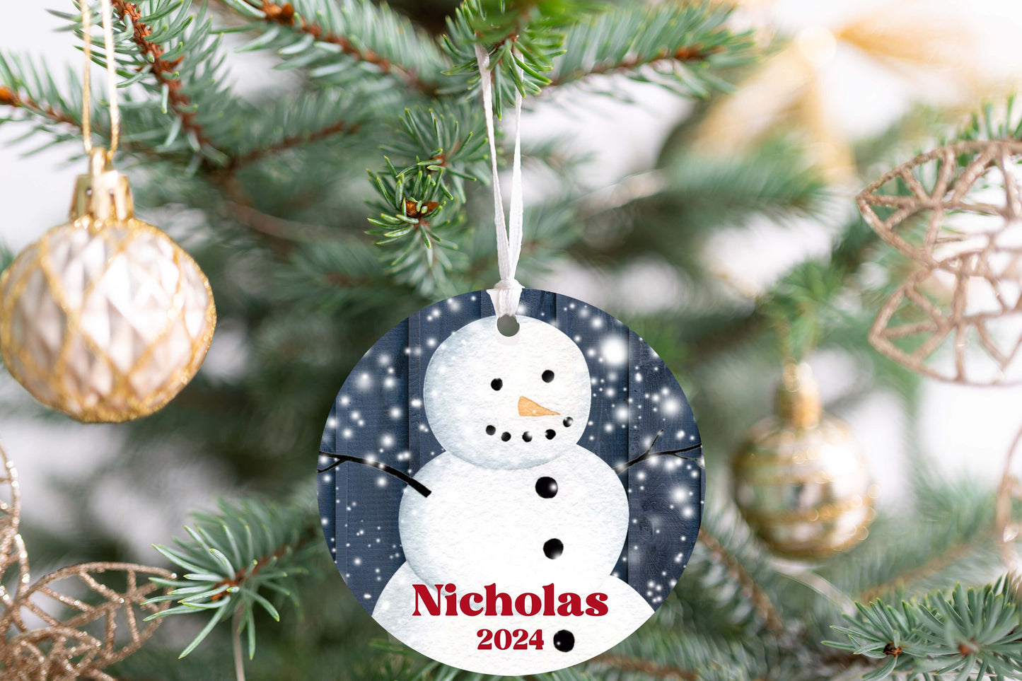 Personalized Blue Snowman Christmas Ornament 2025 – Custom Name & Year for Kids and Adults