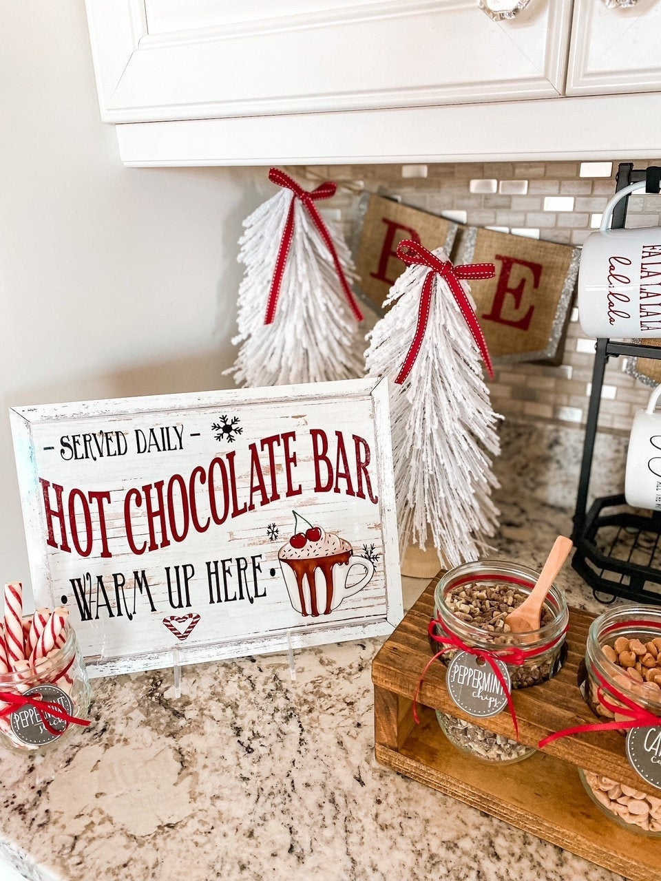 Hot Chocolate Bar Sign – Christmas Hot Cocoa Bar Décor, Indoor Holiday Metal Sign