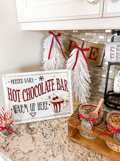 Hot Chocolate Bar Sign – Christmas Hot Cocoa Bar Décor, Indoor Holiday Metal Sign