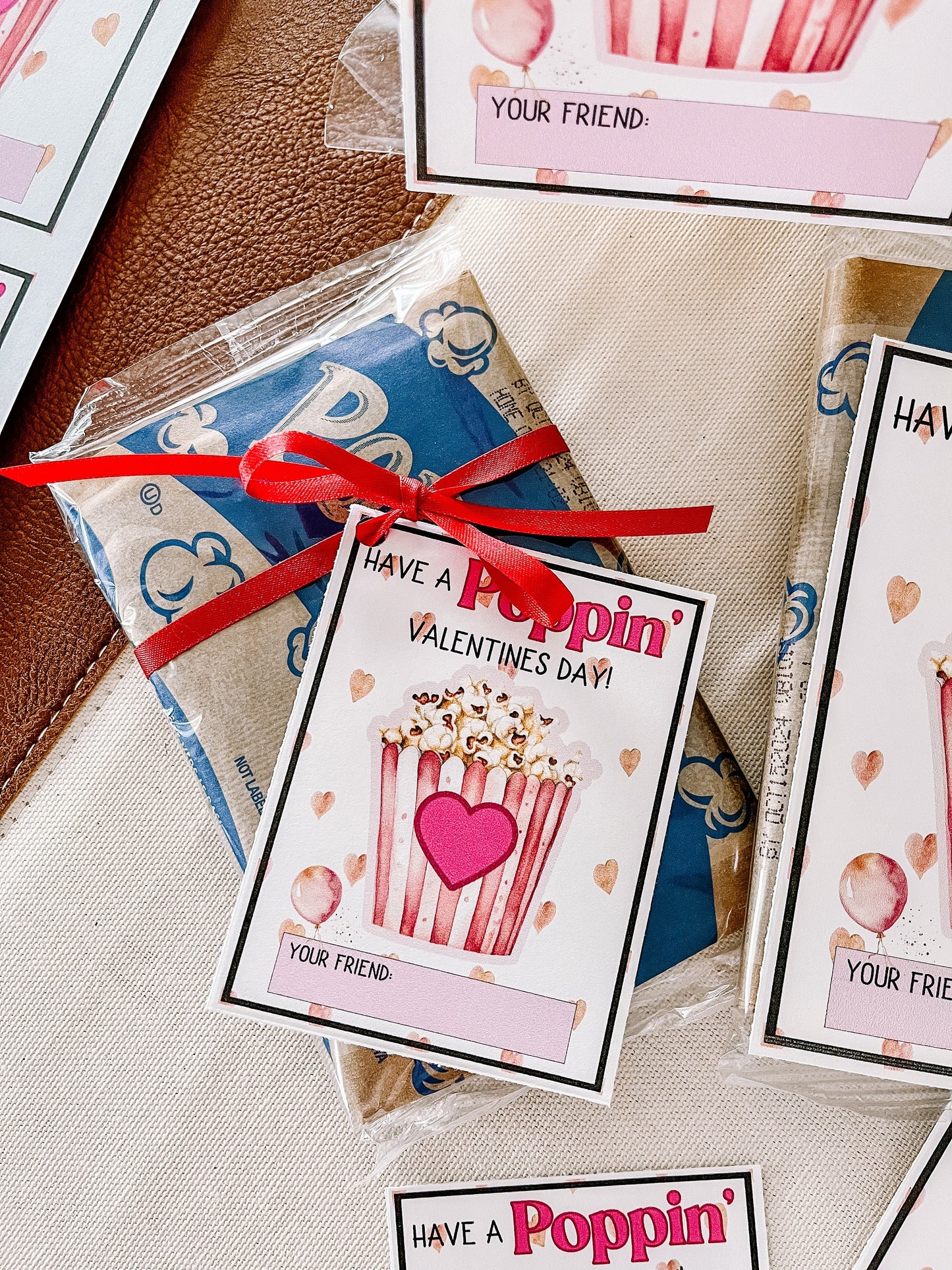 (Digital Download) Printable Valentine Card – “Have a Poppin’ Valentine’s Day” Classroom Gift for Kids