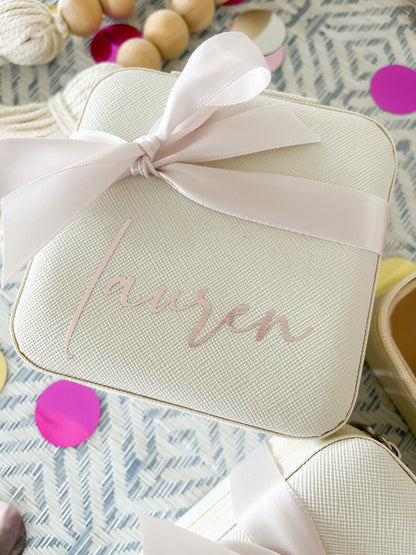Personalized Travel Jewelry Box – Bridesmaid Gift & Jewelry Organizer
