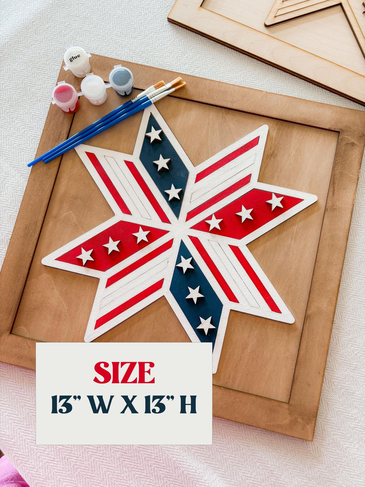 Framed 4th of July DIY Paint Kit – Patriotic Star Decorations, DIY Patriotic Craft, America Decor