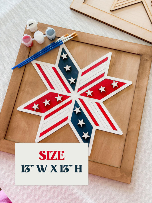Framed 4th of July DIY Paint Kit – Patriotic Star Decorations, DIY Patriotic Craft, America Decor