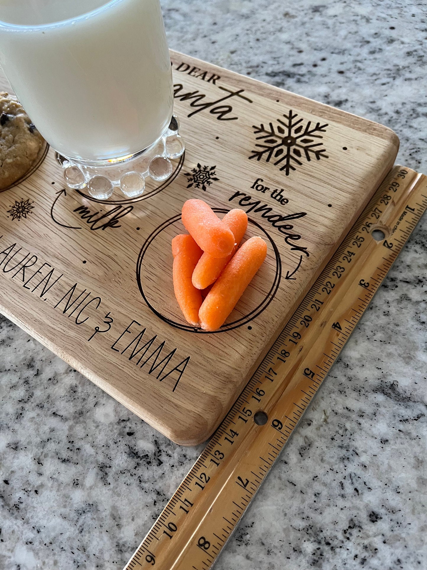 Custom Santa Tray – Personalized Wooden Cookies for Santa Plate with Engraved Design