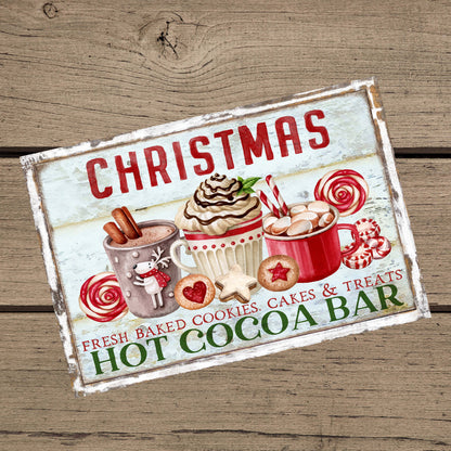 Hot Cocoa Bar Sign – Rustic Hot Chocolate Indoor Christmas Décor