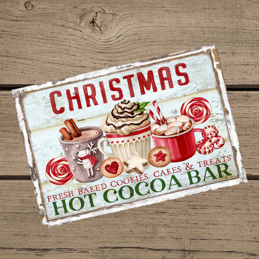 Hot Cocoa Bar Sign – Rustic Hot Chocolate Indoor Christmas Décor