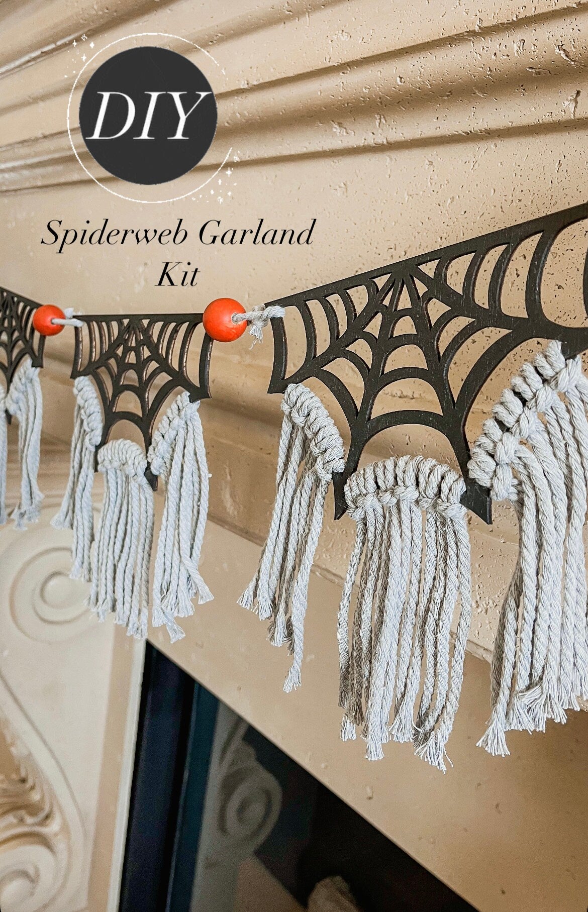 DIY Halloween Spiderweb Garland Kit – Macrame Halloween Decorations, Craft Project for Kids & Adults