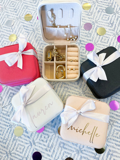 Personalized Travel Jewelry Box – Bridesmaid Gift & Jewelry Organizer