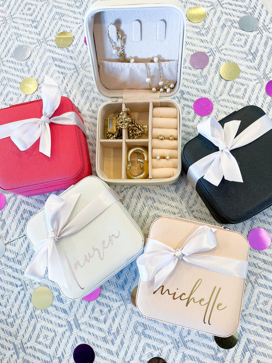 Personalized Travel Jewelry Box – Bridesmaid Gift & Jewelry Organizer