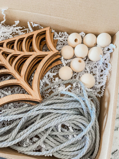 DIY Halloween Spiderweb Garland Kit – Macrame Halloween Decorations, Craft Project for Kids & Adults