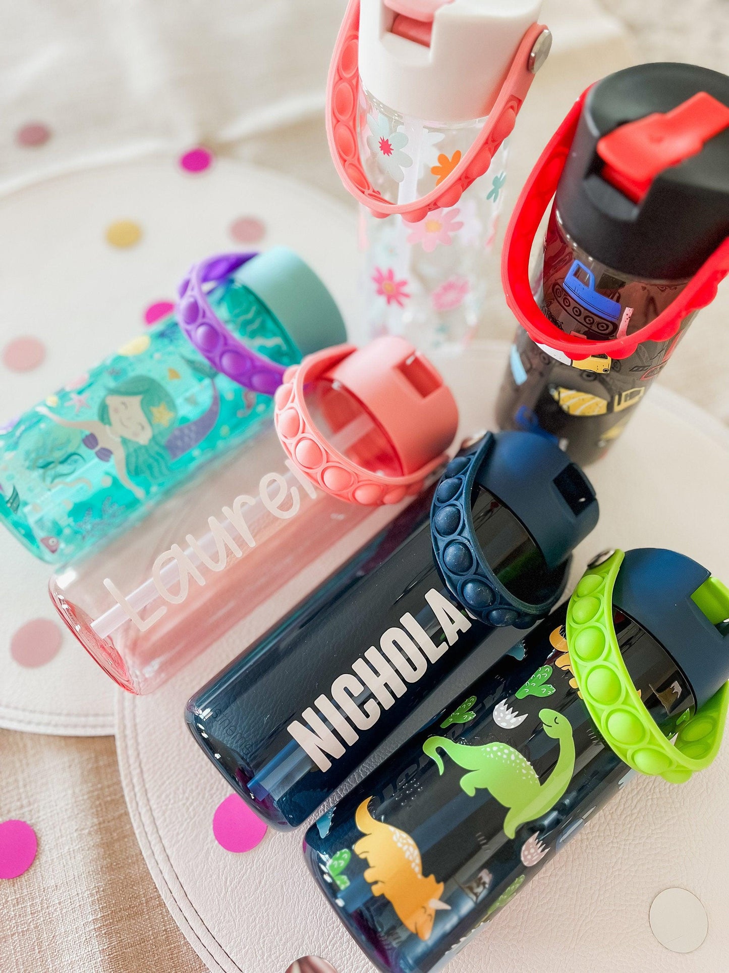 Personalized Kids Water Bottle with Straw – Leakproof Custom Tritan Toddler Cup