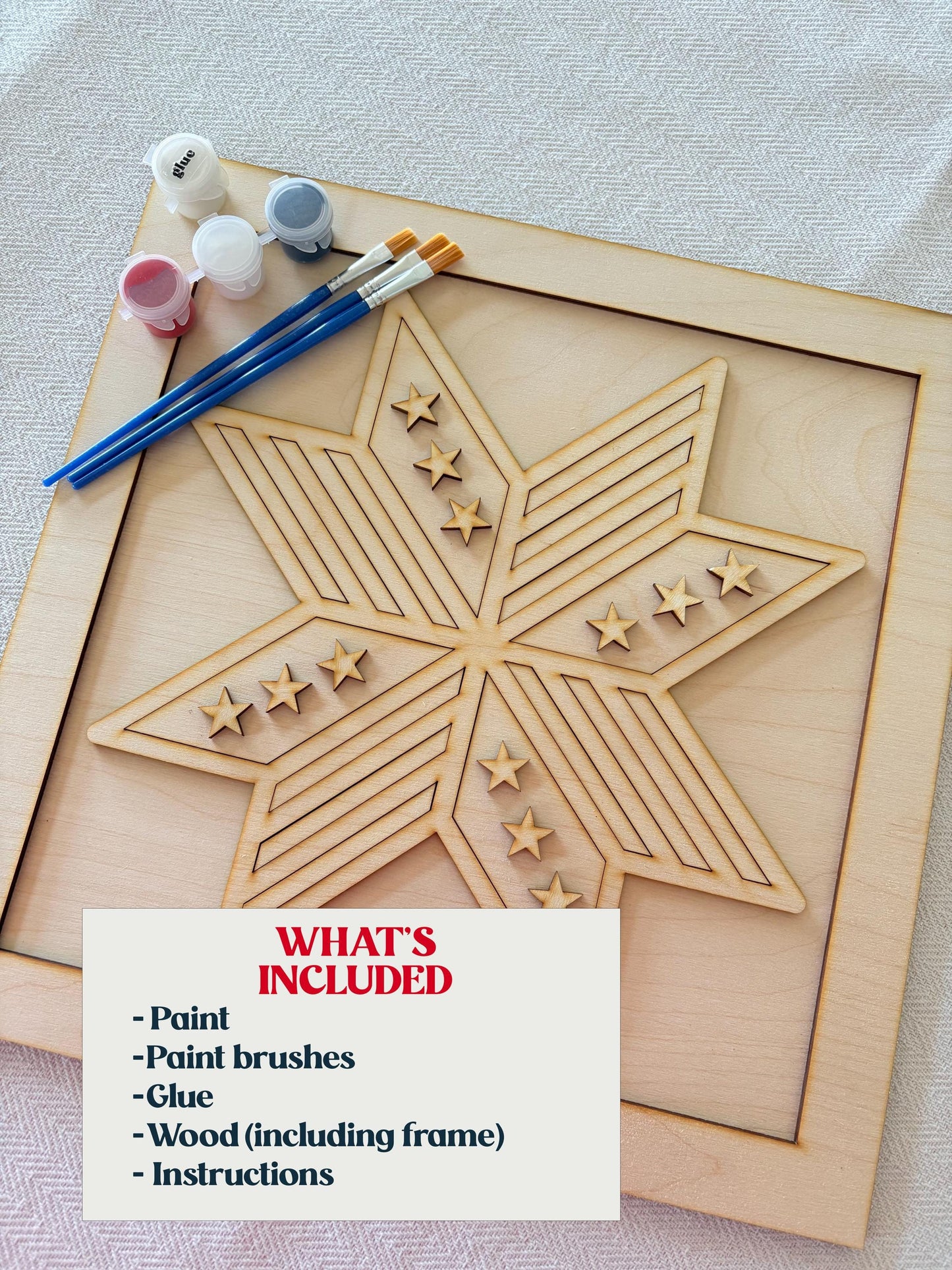 Framed 4th of July DIY Paint Kit – Patriotic Star Decorations, DIY Patriotic Craft, America Decor