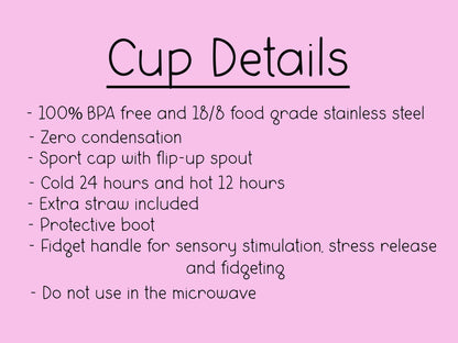 Personalized Engraved Kids Water Bottle with Straw – Custom Stainless Steel Tumbler, Insulated, Pop Handle