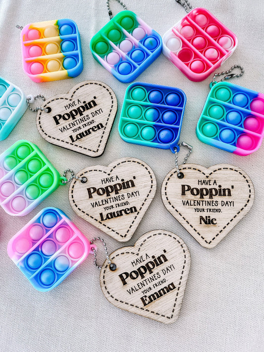 Personalized Valentine Pop Keychain – Custom Classroom Gift for Kids with Heart Card