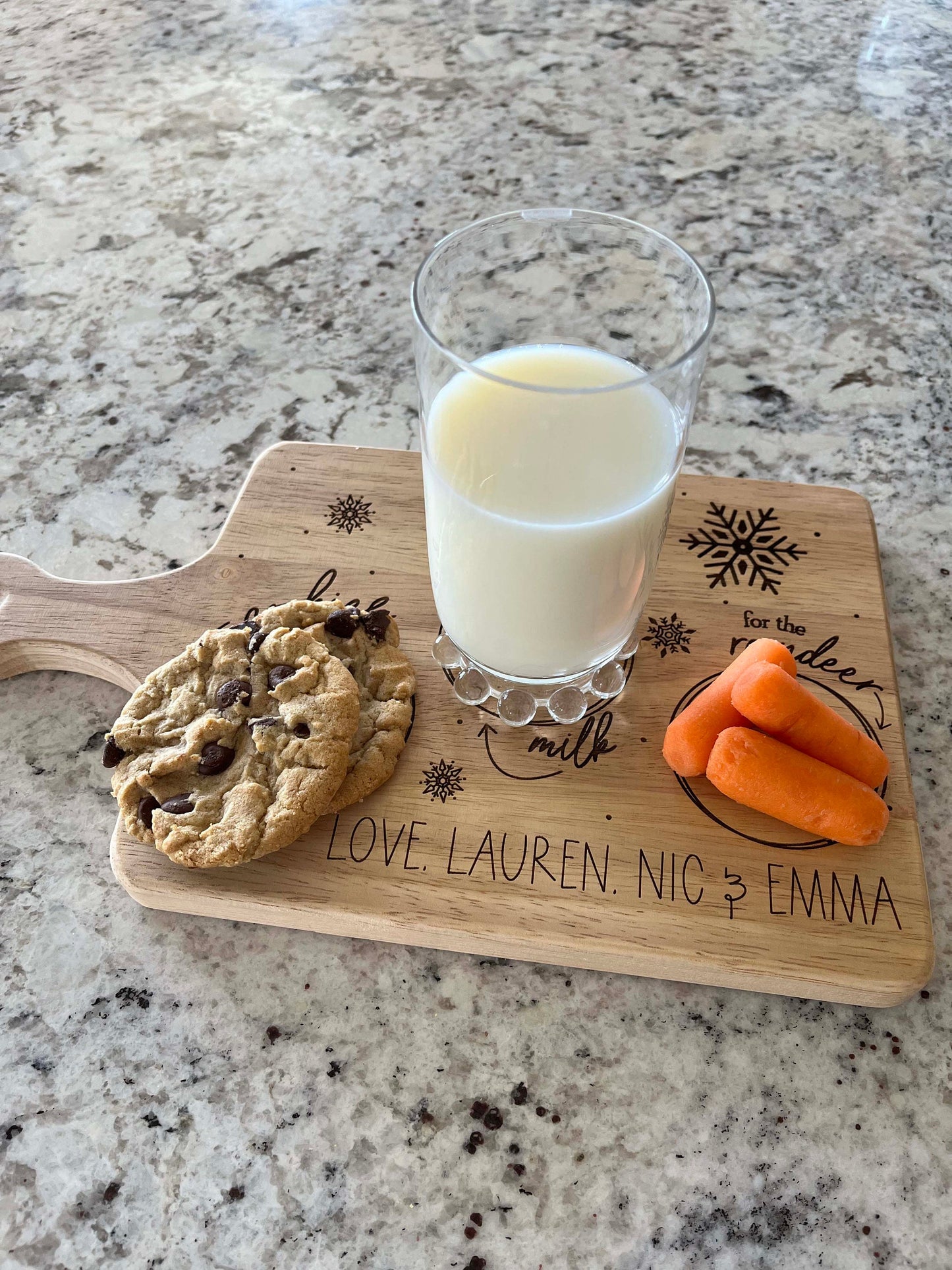 Custom Santa Tray – Personalized Wooden Cookies for Santa Plate with Engraved Design