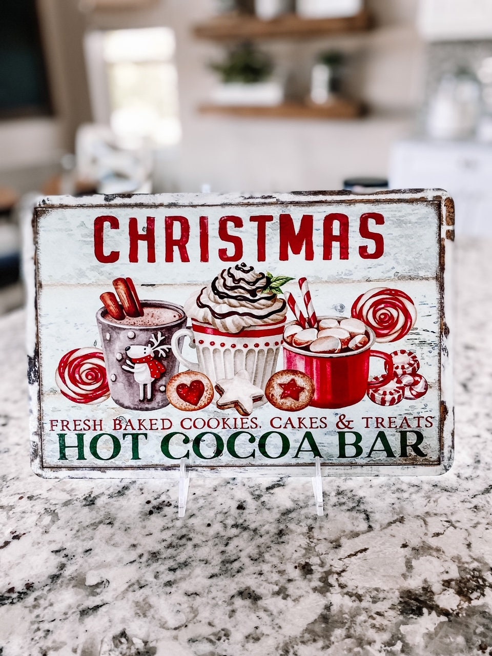 Hot Cocoa Bar Sign – Rustic Hot Chocolate Indoor Christmas Décor