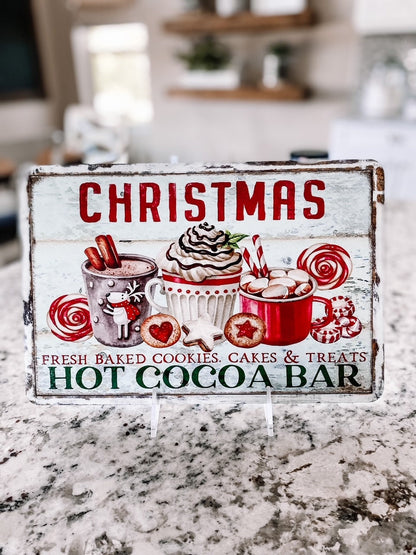 Hot Cocoa Bar Sign – Rustic Hot Chocolate Indoor Christmas Décor