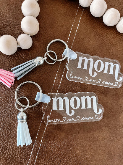 Mama Keychain with Kids’ Names – Personalized Acrylic Keychain Gift for Mom