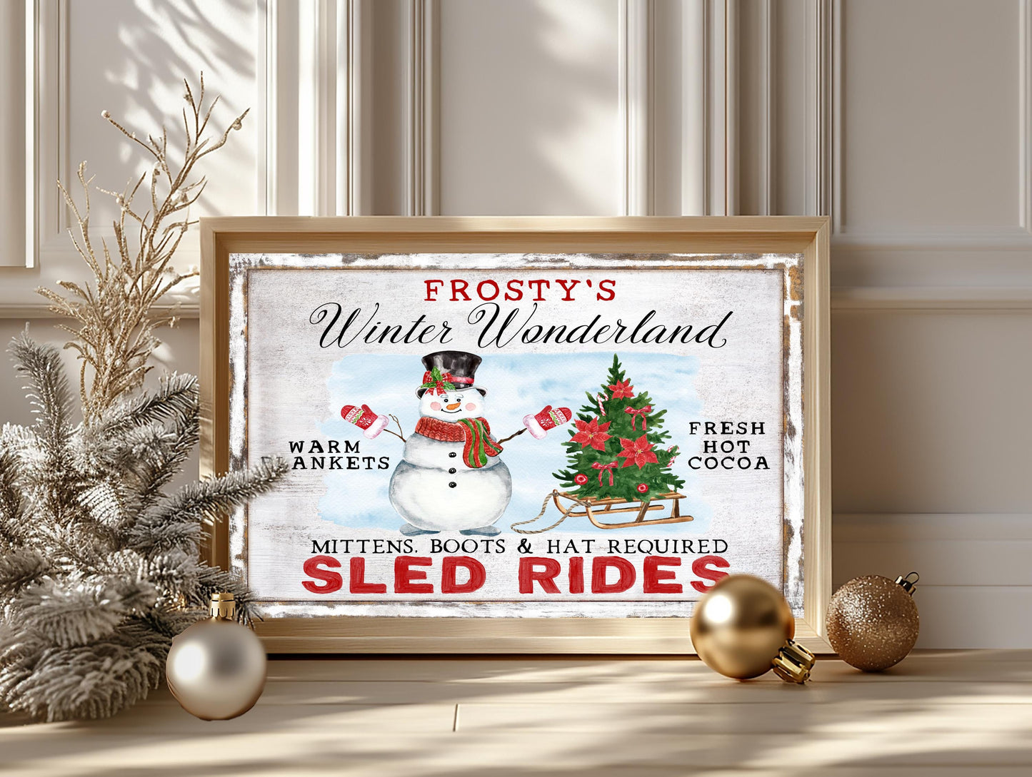 Rustic Metal Christmas Wall Art – Snowman Hot Cocoa Farmhouse Sign for Indoor & Outdoor Decor