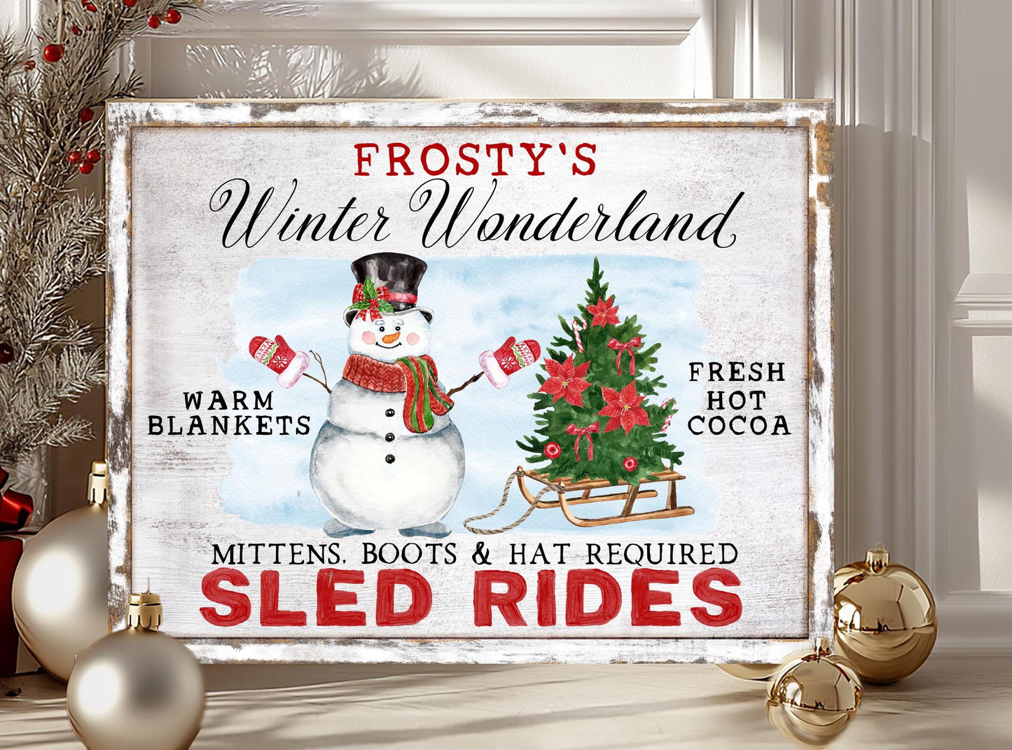 Rustic Metal Christmas Wall Art – Snowman Hot Cocoa Farmhouse Sign for Indoor & Outdoor Decor