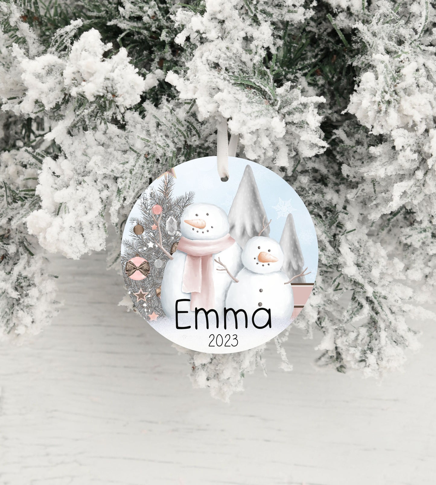 Personalized Snowman Christmas Ornament 2025 – Custom Name & Year Neutral Holiday Keepsake