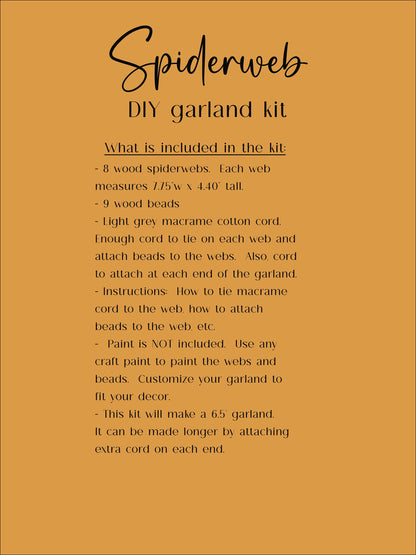 DIY Halloween Spiderweb Garland Kit – Macrame Halloween Decorations, Craft Project for Kids & Adults