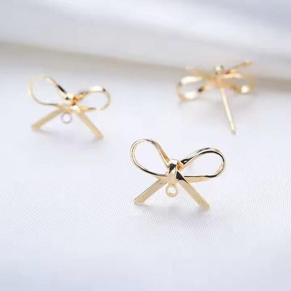 Real Gold Plated Bowknot Earring Studs – Jewelry Making Supplies & DIY Craft Materials