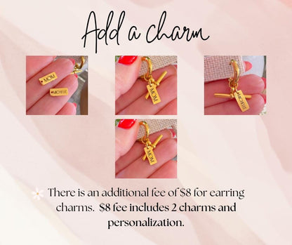 18K Gold Plated T Bar Earrings – Minimalist Huggie Hoop Drops
